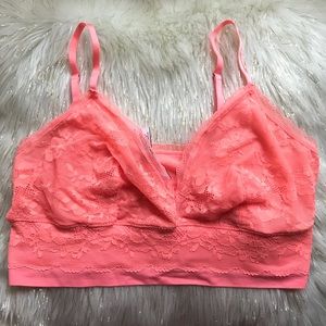 PINK - Coral Lace Bralette, Size Large
